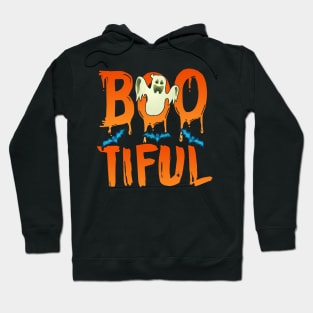 Cute Boo-tiful Ghost Bootiful Funny Beautiful Pun Hoodie